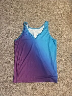 SHEIN Blue to Purple Ombre V-Notch Tank Top